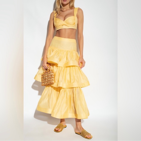 ZIMMERMANN Tiered Skirt in Yellow. - Picture 1 of 7